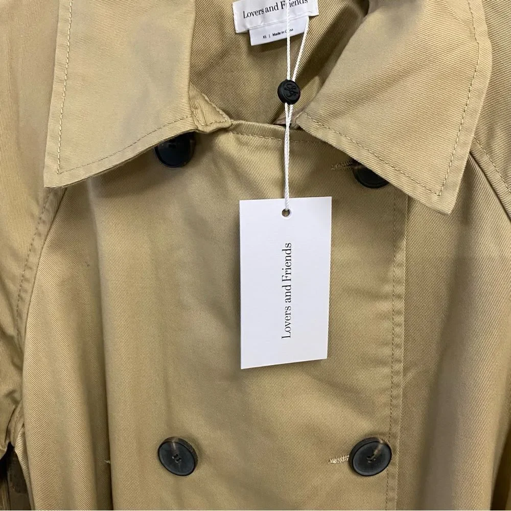 NWT Lovers and Friends Rachel Ridley Trench Coat Beige khaki belted Revolve M - Picture 11 of 13